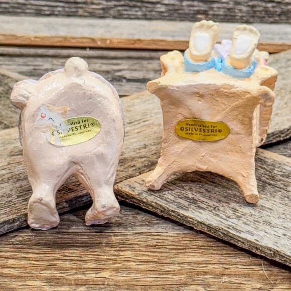 1980s Vintage Silvestri Sleeping Bunny Mom and Dad w/ Baby-Easter/Spring Decor - Picture 7 of 8